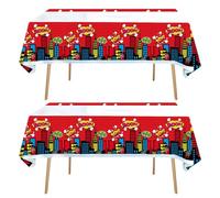 2pcs City Heroes Party Tablecloth Red, Super-hero Birthday Themed Party Table Cloth 108 x 180 cm, Marvel Rectangular Table Cover Waterproof Cartoon Theme Birthday Party Decorations for Boy & Girl
