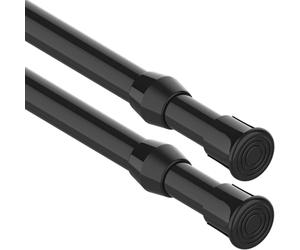 2PCS Clamping Rod for Curtains, Tension Rod without Drilling, Telescopic Rod for Clamping, Spring Curtain Rod for Clamping, for Kitchens, Bedrooms, Bathrooms, Black, 41-70 cm (Diameter 13 mm)