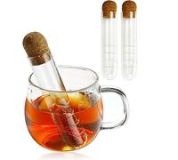 2PCS Classy Glass Tea Infuser - Glass Tea Strainer with Cork Lid, Reusable Tea Infusers for Loose Leaf Diffusing