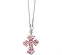 2pcs Clay Car Hanging Ornament with Gemstone Cross Design, 17cm Elegant Interior Pendant Decor for Vehicle, Pink Blue Red for champagne(Pink)