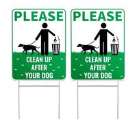 2pcs Clean Up After Your Dog Sign 12x9in Double-Sided Waterproof No Waste Signs for Yard - Friendly Reminder for Pet Owners With No Peeing on Lawn