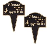 2Pcs Clean Up After Your Dog Sign, 24.5x35cm Double Sided No Pooping Dog Signs with Stake, Rust-Proof Waterproof No Peeing Sign for Outdoor Lawn Yard
