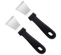 2Pcs Cleaning Scraper Multifunctional Stainless Steel Stove Scraper Tool Quickly Removes Dirt Stains Suitable for Tiles Walls Glass Black Curved Home Tools Equipment