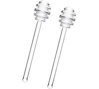 2Pcs Clear 6" Glass Honey Dipper Sticks Stirring Sticks Server Honey Spoon Dipper Stirrer Honey Wand for Honey Pot Jar Containers Honey Dispense Drizzle