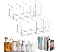 2PCS Clear Acrylic Handbag Storage Racks,Space-Saving Desk Organizer,Purse Shelf Stand,Clutter-Free Display,Tabletop Fixed Book Holder for Home Closet Organization and Decoration 12.6x5.7x5inch