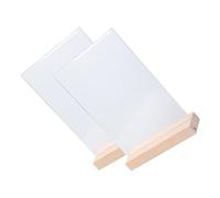 2Pcs Clear Acrylic Poster Display Stand With Wood Base Vertical Sign Holder Counter Acrylic Sign Holder For Cafe Bakery Advertising Display Stand For Shop
