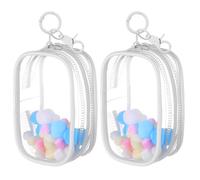2PCS Clear Figure Display Bag + Keychain, Blind Box Showcase, for Miniature & Doll Collectors