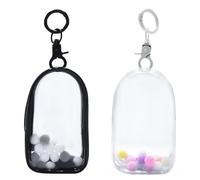 2PCS Clear Figure Display Case with Keychain Portable PVC Small Doll Bags Mini Hanging Doll Blind Box Organizer Zipper Closure Collectibles Display Bag for Mini Figures