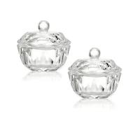 2Pcs Clear Glass Nail Dappen Dish with Lid, Crystal Dapping Bowl for Acrylic Liquid & Powder, Manicure Nail Art Care Tools