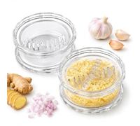 2PCS Clear Manual Garlic Twister & Ginger Mincer Tool, Multi Functional Manual Garlic Masher for Onion Ginger Nuts, Hand Garlic Mincer for Kitchen Food Prep