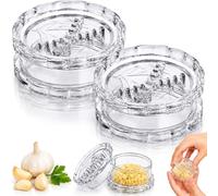 2PCS Clear Manual Garlic Twister Multi-Functional Ginger Mincer Tool, Manual Garlic Twister and Mincer, Garlic Crusher, Garlic Grinder, Compact Garlic Mincer Tool, Ginger, Herbs (White-2PC)