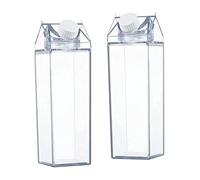 2PCS Clear Milk Carton Water Bottle 500ML Reusable Transparent Bottle for Outdoor Sport