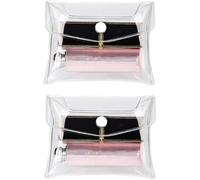 2pcs Clear Mini PVC Makeup Bag,Simple Fashionable Small Clear Plastic Cosmetic Organizer Bag Pouch with Snap Closure Cosmetic Bags for Vacation Travel, Bathroom Organizing Bags and Cases(S), Clear, 1