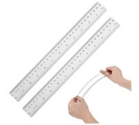 2Pcs Clear Plastic Ruler 12 Inch, Practical Straight Edge Ruler with Centimeters and Inches, Multi-Functional Clear Ruler for School Office Drafting Measuring Tools