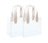 2Pcs Clear PVC Gift Bags With Handle Water Resistant Handheld Bag For Birthday Wedding Christmas Holiday Party Supplies Water Resistant PVC Reusable Gift Pouches
