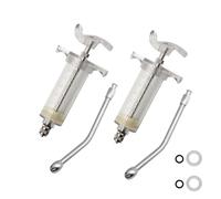 2Pcs Clear Reusable Goats Syringe Pet Feed Water Filler with 2 Drench Nozzle, Adjustable Dosage Drench Gun Syringe for Bird, Cattle, Sheep, Goats, Horse, Pig, Dog Feeding Supplies (30ML)