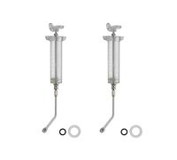 2Pcs Clear Reusable Goats Syringe Pet Feed Water Filler with 2 Drench Nozzle, Adjustable Dosage Drench Gun Syringe for Bird, Cattle, Sheep, Goats, Horse, Pig, Dog Feeding Supplies (50ML)