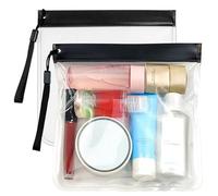 2pcs Clear Toiletry Bags, Airport Security Liquids Bag TSA Approved Plastic Airline Cosmetics Travel Bag Waterproof Leakproof Makeup Bag for Women Men Families