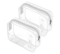 2pcs Clear Travel Toiletry Bag TSA Approved Quart Size Travel Bag Airport Carry On Liquid Bag Clear Shower Transparent Toiletries Plastic Airport Security (White)