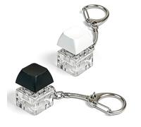 2PCS Clicky Keyboard Keychain Black and White Button Mechanical Key Broad Stress Relief Relaxation Key Chain Clicker for Women Men Boys Girls Depression Patients Students Worker Bestie Brother Sister