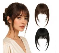 2PCS Clip On Bangs, Clip In Bangs, Instant Hairstyle Transformation for Daily Wear and Special Events, Face Framing Clip In Hair Extensions, Black and Brown