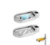 2Pcs Clip on Bathroom Soap Holder, Shower Rail Soap Holder Adjusted Soap Dish for Sliding Bar Drill-free Shower Rail Soap Tray for Bathroom