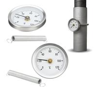 2Pcs Clip on pipe thermometer, 0-120°C Bimetal Temperature Gauge, Radiator Balancing Thermometer for Hot Water Pipes and Radiators (63mm Dial)