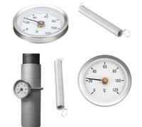 2Pcs Clip on Pipe Thermometer, Pipe Thermometer, 0-120°C Bimetal Temperature Gauge, Radiator Balancing for Hot Water Pipes and Radiators (63mm Dial)
