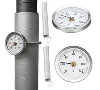 2Pcs Clip on Pipe Thermometer, Pipe Thermometer, Pipe Temperature clamp, 0-120°C Bimetal Temperature Gauge, Radiator Balancing for Hot Water Pipes and Radiators (63mm Dial)