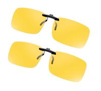 2PCS Clip on Polarized Night Vision Glasses, Anti Glare Night Driving Glasses for Men Women Anti Headlight Glare Clip on Sunglasses Night- Driving Glasses Wear Over Prescription Glasses for Driving