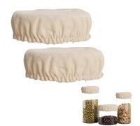 2Pcs Cloth Covers for Sourdough Starter Jar Kit, Reusable Linen Covers for Sourdough Starter Container Weck Jars, Fit Jars Mouth from 3-7 inch