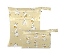 2pcs Cloth Diaper Wet Dry Bags Waterproof Cute African Giraffe Heart Reusable Washable Travel Beach Yoga Gym Bag for Swimsuits Wet Clothes