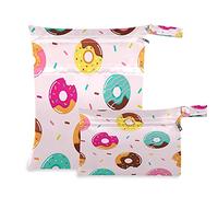 2pcs Cloth Diaper Wet Dry Bags Waterproof Donut Pink Blue Mint Glaze Reusable Washable Travel Beach Yoga Gym Bag for Swimsuits Wet Clothes