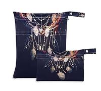 2pcs Cloth Diaper Wet Dry Bags Waterproof Ethnic Dream Catcher Reusable Washable Travel Beach Yoga Gym Bag for Swimsuits Wet Clothes