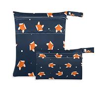2pcs Cloth Diaper Wet Dry Bags Waterproof Winter Fox Orange Reusable Washable Travel Beach Yoga Gym Bag for Swimsuits Wet Clothes