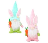 2pcs Cloth Gnomes Doll Easter Bunny Figure Home Table Decor Green Pink