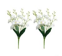 2pcs Cloth-Textured Orchid Flower Stems for Residential Interior Enhancement and Visual Storytelling Through Photography (White)