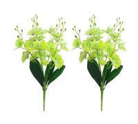 2pcs Cloth-Textured Orchid Flower Stems for Residential Interior Enhancement and Visual Storytelling Through Photography (Green)