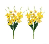 2pcs Cloth-Textured Orchid Flower Stems for Residential Interior Enhancement and Visual Storytelling Through Photography (Yellow)