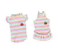 2pcs Clothes for Pets Dress for Summer Little Girl Summer Outfits Ruffled Dress Dog Summer Vest Colorful Dress Tankini T (1 XL)