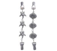 2pcs Clothing Clips Cardigan Clips Star and Shell Shape Silver Alloy | Fashion Beach Elements, Pinches Oversized Clothing, Holds Scarf Ends, Casual or Formal Wear