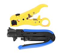 2PCS Coaxial Cable Crimper and Wire Stripper Kit, Professional RG59 RG6 RG7 RG11 Compression Tool with Ergonomic Handles for TV Satellite Installers and Electricians