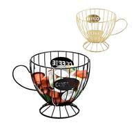2Pcs Coffee Pod Holders, Large Capacity Wire Basket for Capsule Storage | Metal Wire, for Coffee Station/Espresso Organiser for Kitchen Counter (Black&Gold)