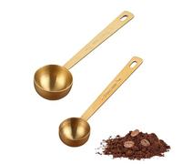 2PCS Coffee Scoop Set, 5ml and 30ml Gold Stainless Steel Measuring Spoon for Collagen Supplements, Long Handle Tablespoon Scoop for Coffee, Protein Powder, Loose Tea, Sugar, Flour