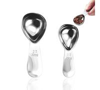 2Pcs Coffee Scoop,Silver Stainless Coffee Scoop Measuring for Ground Coffee Measuring Coffee Spoon 15ML and 30ML Dosing Stainless Steel Coffee Spoons Short Handles,for Ground Coffee,Loose,Tea(Silver)