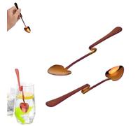 2PCS Coffee Spoons, Heart Shaped Stainless Steel Coffee Latte Spoon Mixing Spoon Tea Spoons Bent Hanging Cup Tea Spoons (Rose Gold)