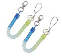2PCS Coiled Lanyard, Spiral Spring Coil Keychain Cord with Lobster Clasp, Lanyard Retractable Coil Key Ring, Stretchy Key Chain Cord for Tools, ID, Phone, Wallet, Keys and Outdoor Gear