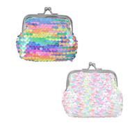 2pcs Coin Purse, Colorful and Reversible Sequin Mini Wallet with Kiss-Lock, for Women Girls Keep Change, Keys, Lipstick