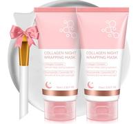 2PCS Collagen Night Wrapping Mask 75ml, Collagen Face Mask, Overnight Sleeping Mask with Hydrolysed Elasticity Visible Improved, for Dry & Dehydrated Skin, Reduce Skin Sagging & Dullness
