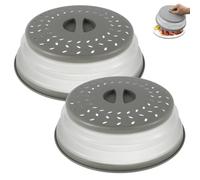 2pcs Collapsiable Microwave Plate Cover - 10.5 inch Microwave Ventilated Covers - Ideal for Cooking - Microwave Splatter Guard Colander Strainer - BPA Free - Dishwasher Safe (2pcs)